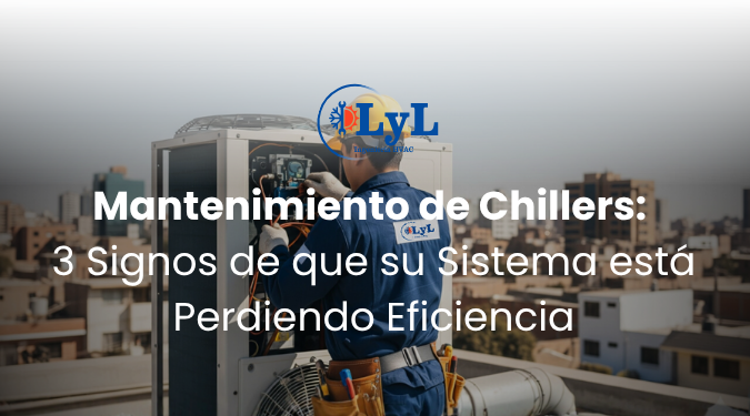 Chiller industrial de tornillo en sala de máquinas. Mantenimiento de chillers en Perú.