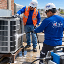 Técnicos LyL Limpian Unidad HVAC en Azotea